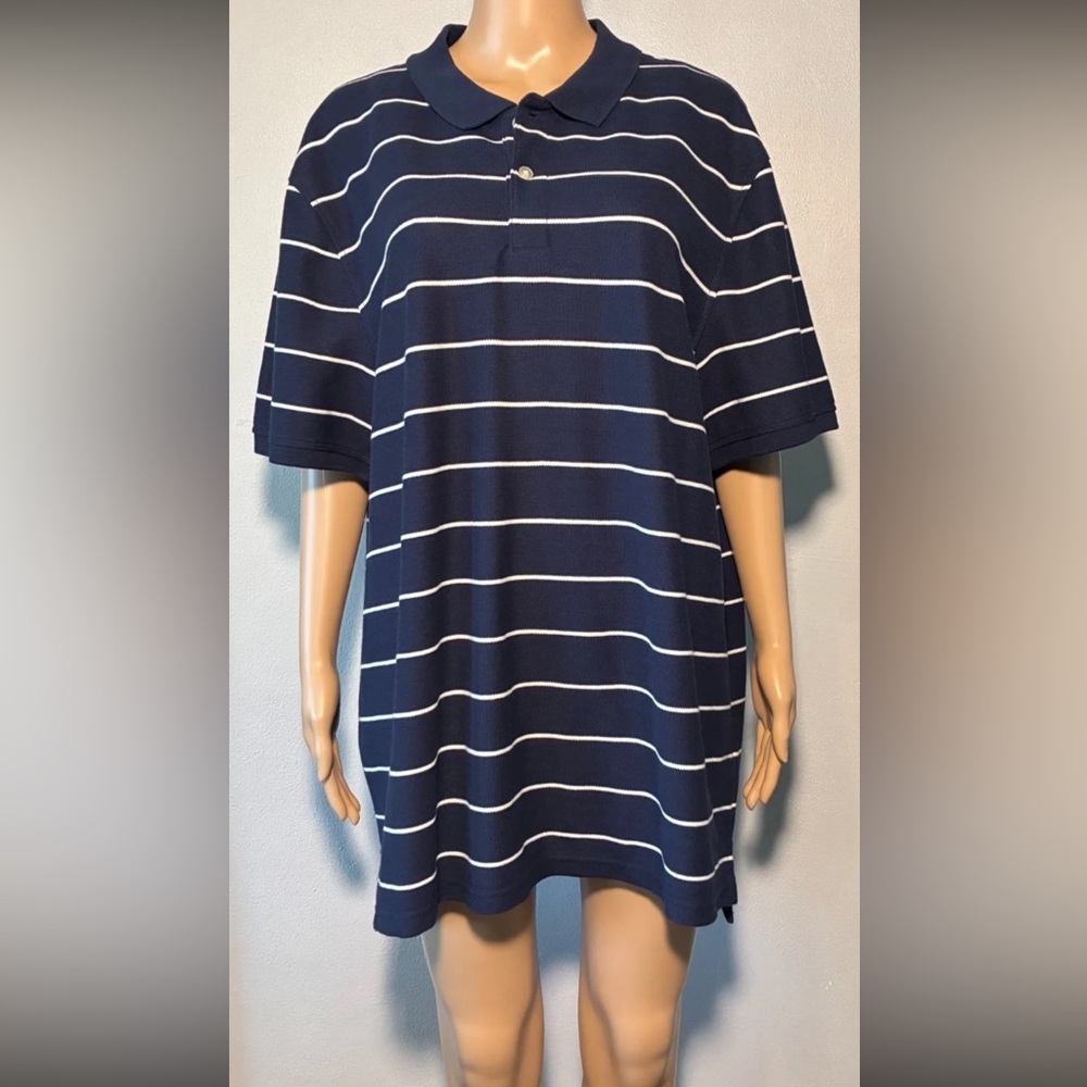 Club Room Men's Polo Shirt Size XXL Striped Pullover 1/4 Button Closure Collared